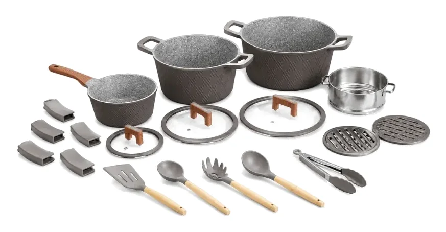 Batería de cocina de fundición de 22 piezas