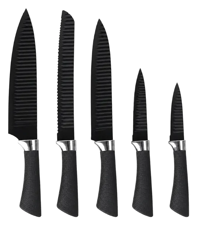 Set de 5 cuchillos negros antiadherentes